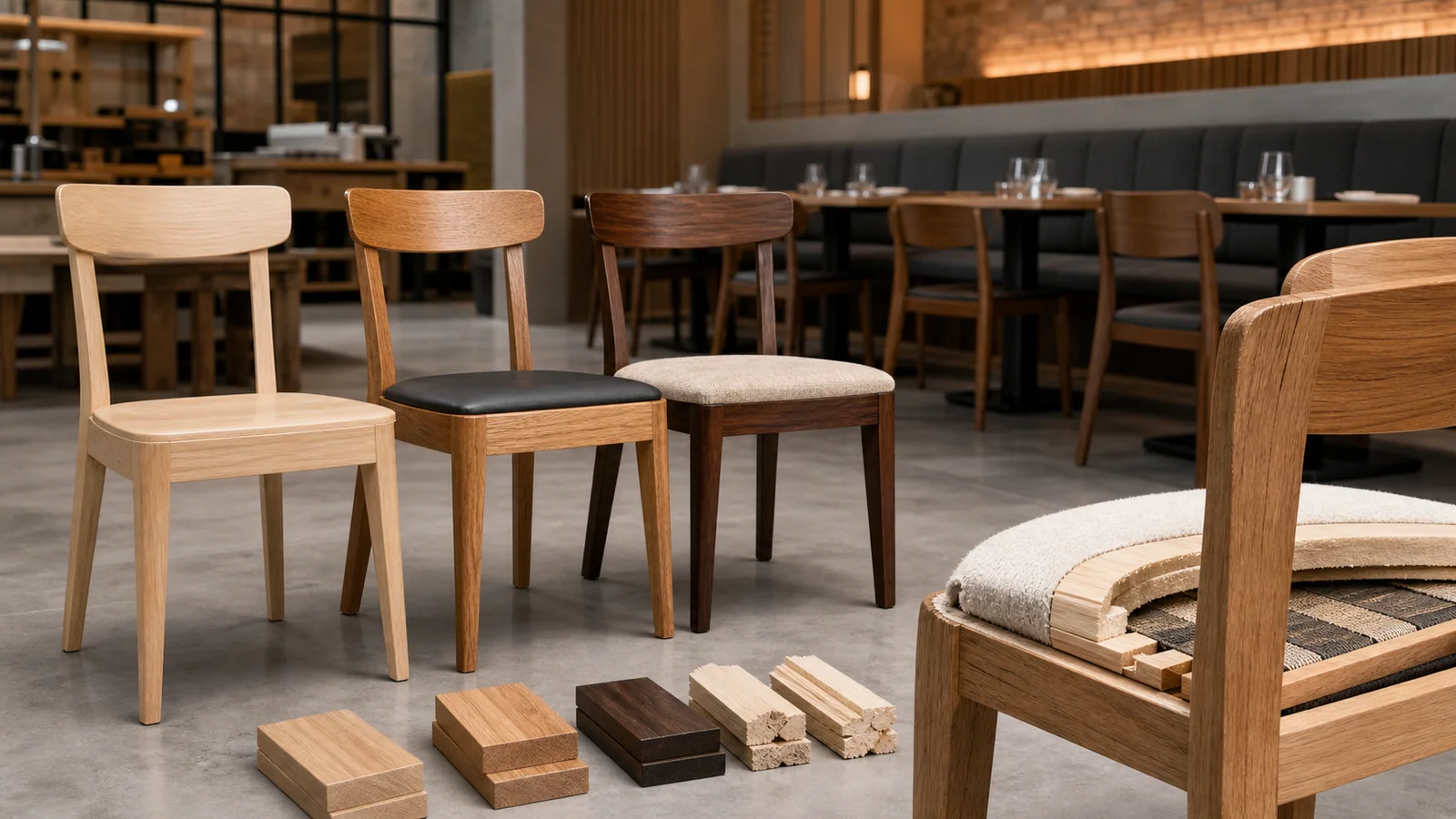 Holzarten im Gastgewerbe: Warum Buche und Eiche dominieren und Weichhölzer im Restaurant verboten sein sollten – professionelles Artikelbild